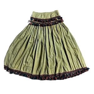 Ivory Coast ~ Vintage ~ Small ~ Brown W/ Burgundy Tassel Boho/Square Dance Skirt